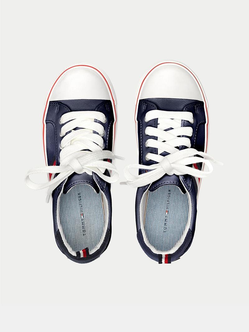 Fiú Tommy Hilfiger Signature Stripe Tornacipő Sötétkék | HU 2327TCE